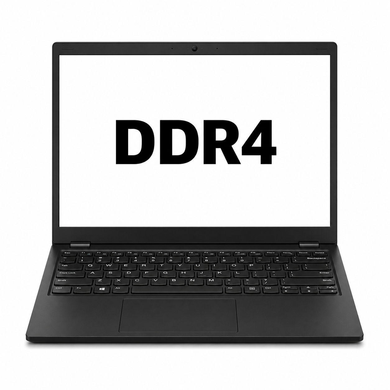 Фронтальный ноутбук с надписью DDR4 по центру экрана